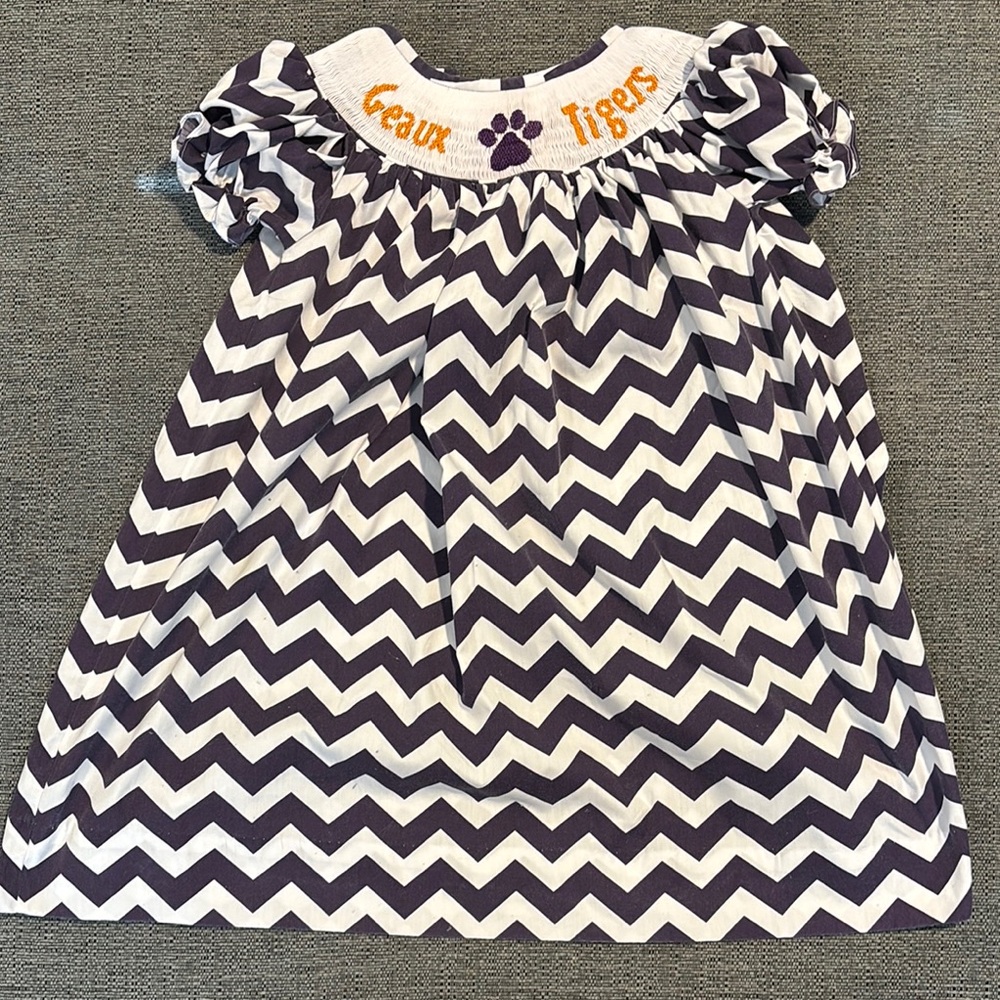 LSU Boutique Chevron Patterned Kids Dress